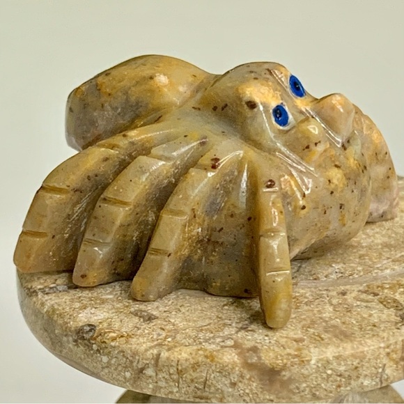 Handmade Other - SPIDER Soapstone Figurine MINI Carved Stone Healing Crystal Animal Figure 1.5"